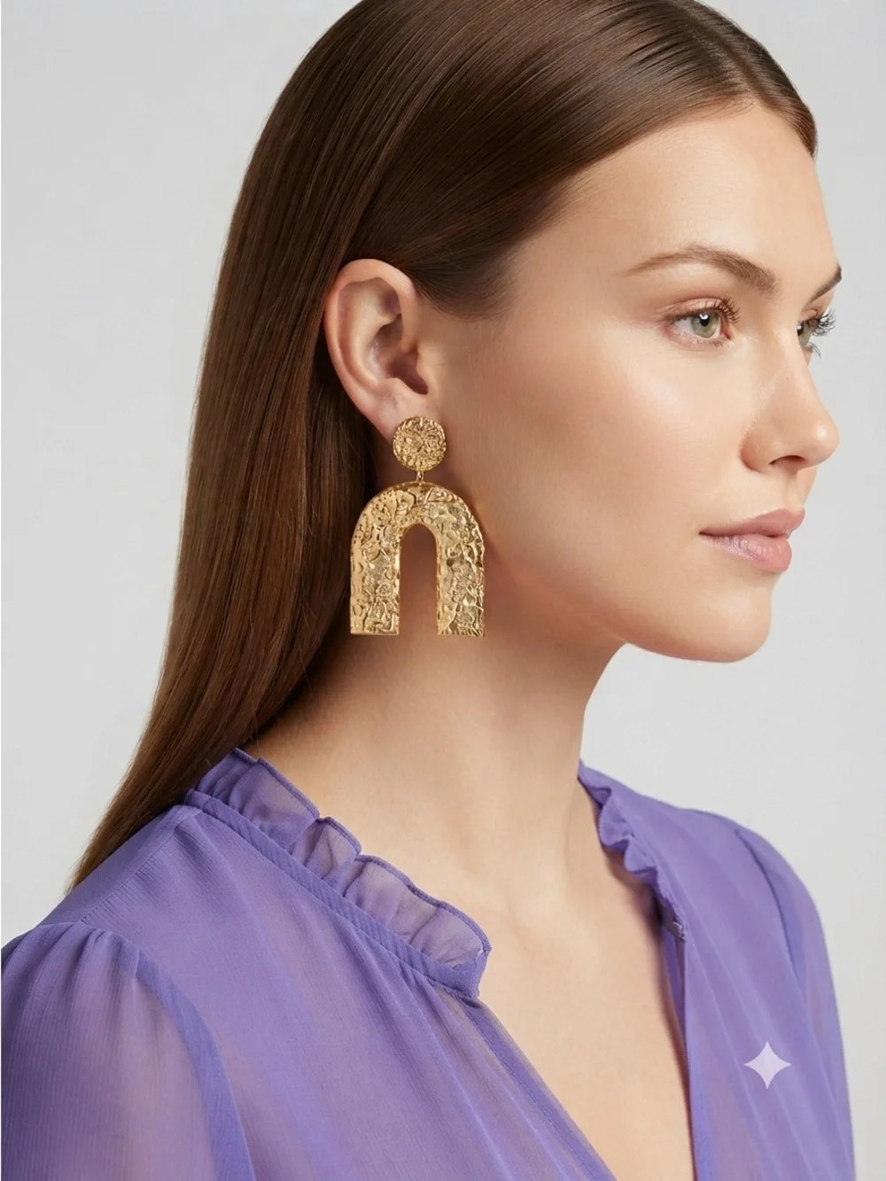 Gold Arch Geometric Drop Earrings